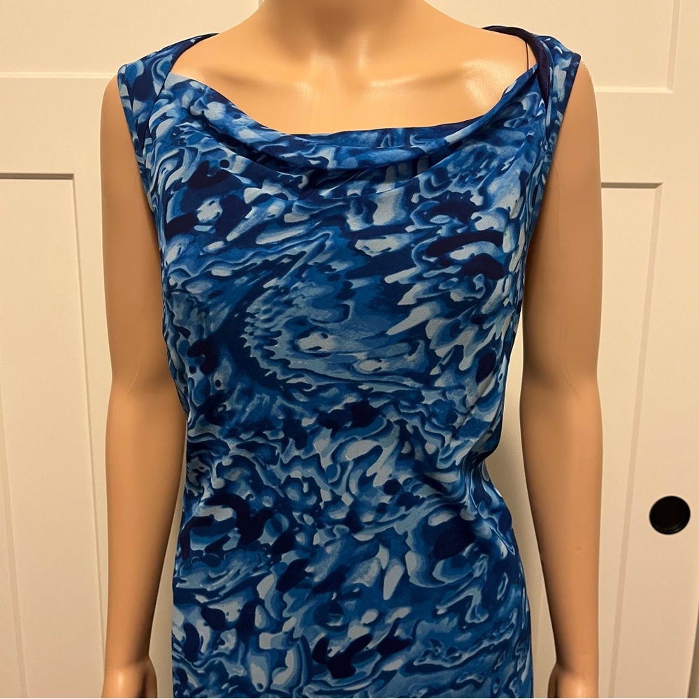 Evan Picone Ocean Blue Abstract Midi Dress - Picture 2 of 8